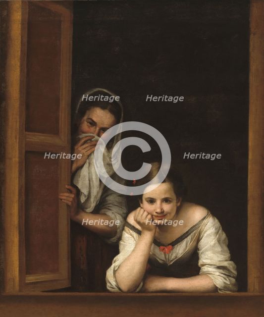 Two Women at a Window, 1665-1670. Creator: Murillo, Bartolomé Estebàn (1617-1682).