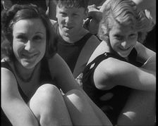 Two Women and a Man at the Seaside, 1930s. Creator: British Pathe Ltd