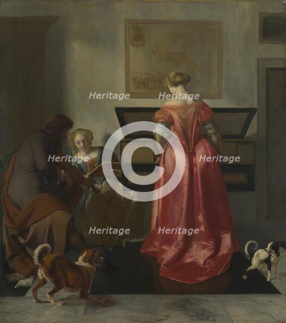 Two Women and a Man making Music, ca 1675. Artist: Ochtervelt, Jacob Lucasz. (1634-1682)