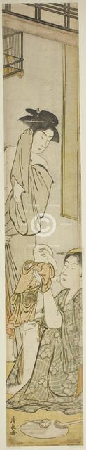 Two Women and a Child after a Bath, c. 1782. Creator: Torii Kiyonaga.