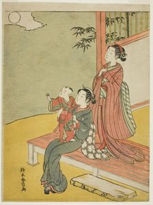 Two Women and a Child Viewing the Full Moon, c. 1767/68. Creator: Suzuki Harunobu