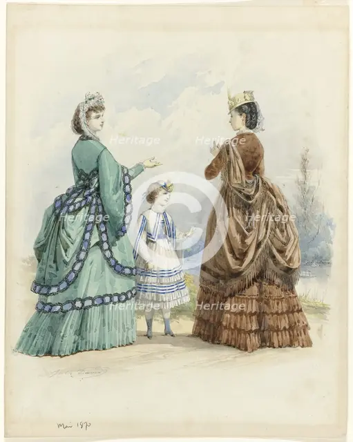 Two women and a girl, May 1870. Creator: Jules David.