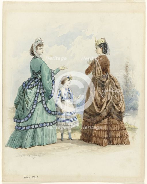 Two women and a girl, May 1870. Creator: Jules David.