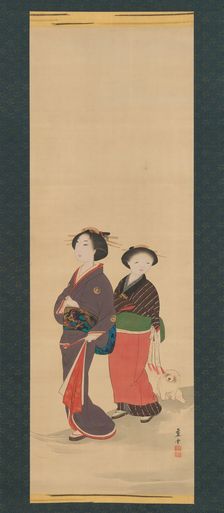Two Women and a Puppy, before 1785. Creator: Nagasawa Rosetsu