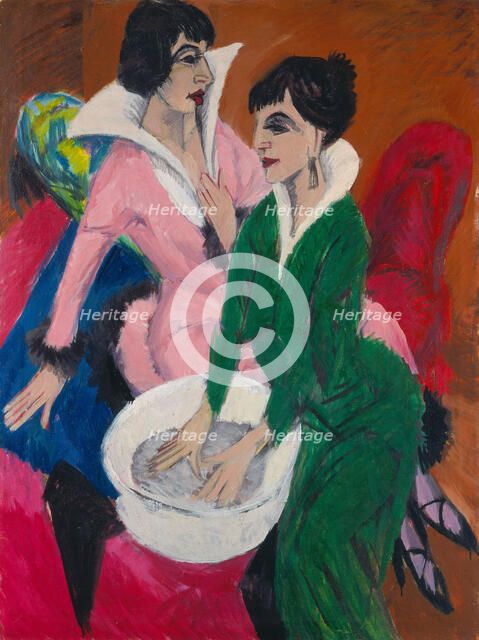 Two Women by a Sink. The Sisters, 1913. Creator: Kirchner, Ernst Ludwig (1880-1938).