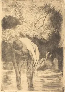 Two Women Bathing (Les deux baigneuses), 1895. Creator: Camille Pissarro