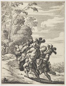 Two women being abducted by three masked men, 1639. Creator: Abraham Bosse