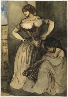 Two Women, c. 1840. Creator: Constantin Guys
