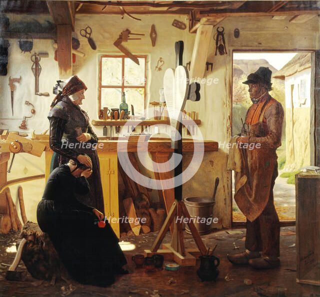 Two Women Call on the Village Artist to See the Memorial Cross they Have Commissioned, 1873. Creator: Christen Dalsgaard.