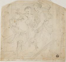 Two Women Chasing a Man, 17th century. Creators: Lodovico Carracci, Domenico Fiasella