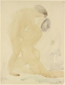 Two women embrace and look at each other, the one on the right kneeling, c1860-1900. Creator: Auguste Rodin