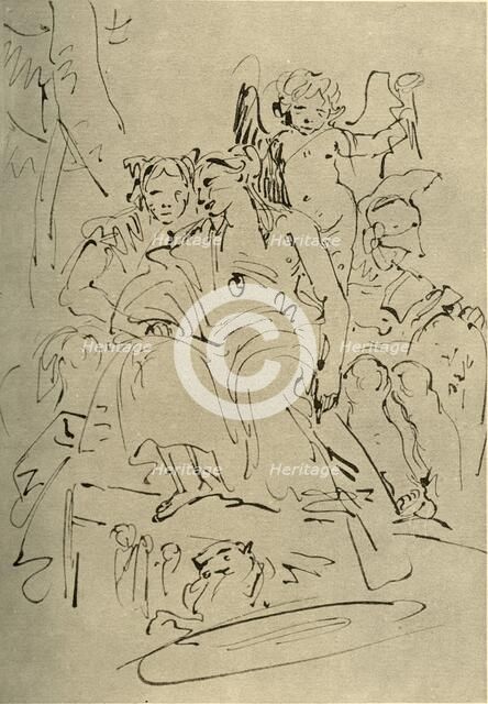 'Two Women, Eros and a Soldier', mid 18th century, (1928). Artist: Giovanni Battista Tiepolo.