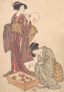 Two Women Feeding Fish, 1739-1820. Creator: Kitao Shigemasa