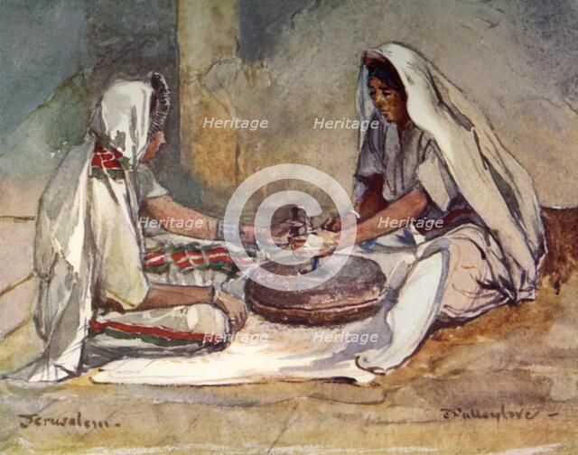 'Two Women Grinding at a Hand Mill', 1902. Creator: John Fulleylove.