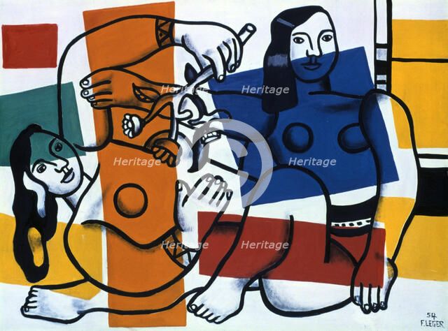 'Two Women Holding Flowers', 1954. Creator: Fernand Leger.