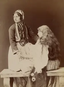 Two women holding hands, about 1870-1880. Creator: Unknown