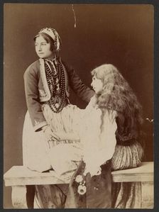 Two women holding hands, about 1870-1880. Creator: Unknown