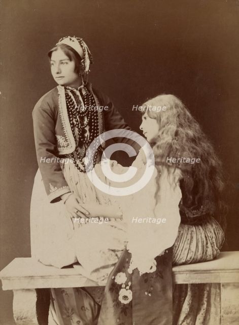 Two women holding hands, about 1870-1880. Creator: Unknown.