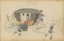 Two women in a carriage, 1852. Creator: Cornelis Springer
