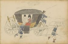 Two women in a carriage, 1852. Creator: Cornelis Springer