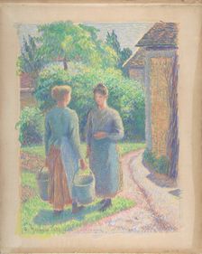 Two Women in a Garden, 1888. Creator: Camille Pissarro