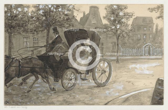 Two women in a horse carriage, in or before 1901. Creator: Louwerse, H.C..