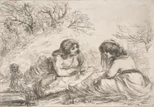 Two Women in a Landscape, 18th-early 19th century., 18th-early 19th century. Creator: Vivant Denon