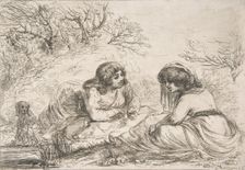 Two Women in a Landscape, 18th-early 19th century., 18th-early 19th century. Creator: Vivant Denon