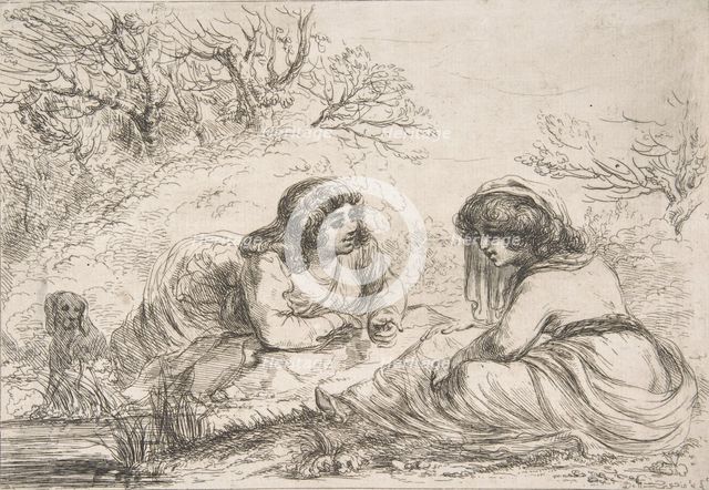 Two Women in a Landscape, 18th-early 19th century., 18th-early 19th century. Creator: Vivant Denon.