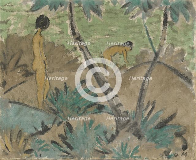 Two Women in a Landscape, c1916. Creator: Otto Mueller.