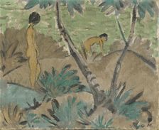 Two Women in a Landscape, c1916. Creator: Otto Mueller
