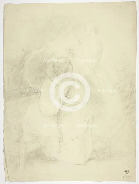 Two Women in a Park, n.d. Creator: Frank Stone.
