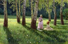 Two women in a wood, 1886. Creator: Wrzeszcz; Eugeniusz (1851-1917)
