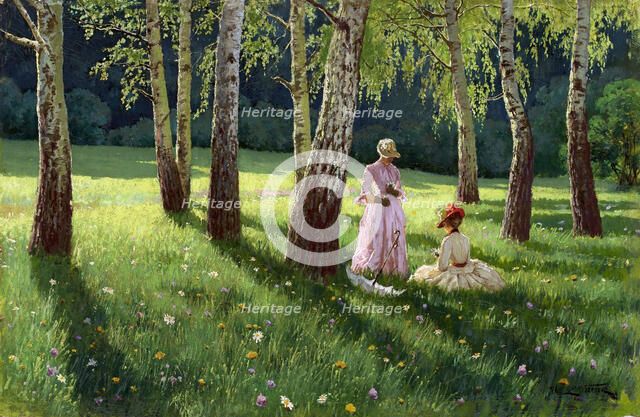 Two women in a wood, 1886. Creator: Wrzeszcz; Eugeniusz (1851-1917).