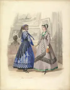 Two Women in an Art Gallery, 1868. Creator: Jules David