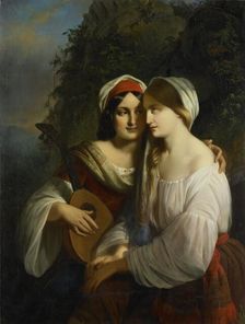 Two women in Italian costume, 1851. Creator: Moritz Calisch