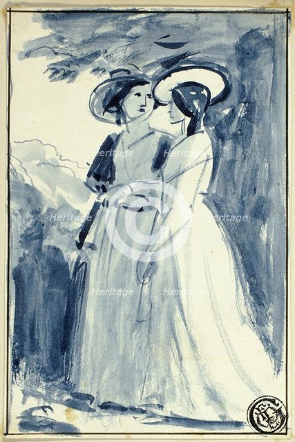 Two Women in Late Eighteenth Century Dress, n.d. Creator: William Edward Frost.