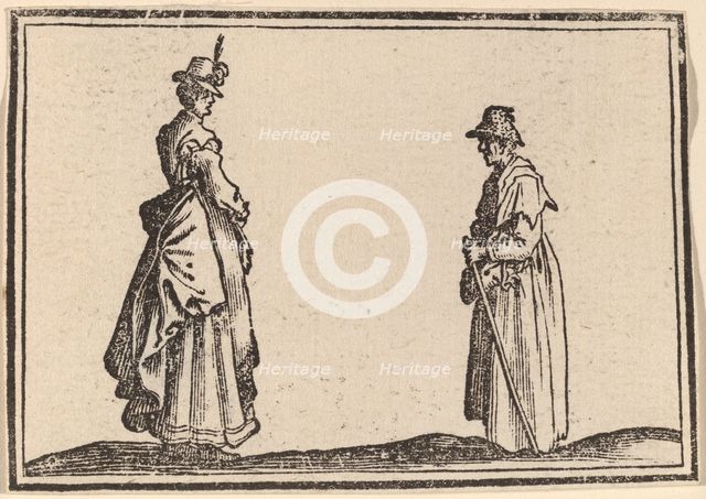Two Women in Profile, 1621. Creator: Edouard Eckman.