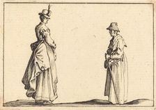 Two Women in Profile, c. 1617. Creator: Jacques Callot