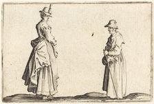 Two Women in Profile, c. 1622. Creator: Jacques Callot