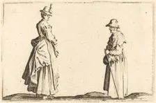 Two Women in Profile, c. 1622. Creator: Jacques Callot