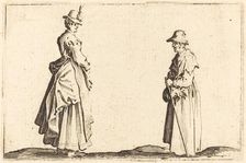 Two Women in Profile, c. 1622. Creator: Jacques Callot
