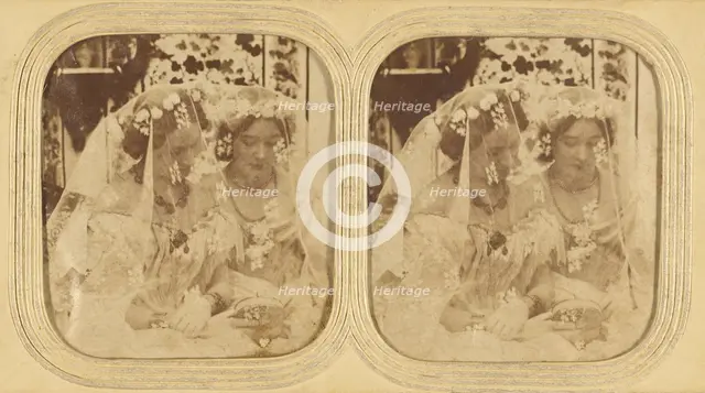 Two women in wedding dresses, 1855-1860. Creator: Unknown.