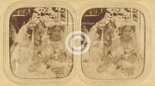 Two women in wedding dresses, 1855-1860. Creator: Unknown.