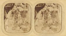 Two women in wedding dresses, 1855-1860. Creator: Unknown
