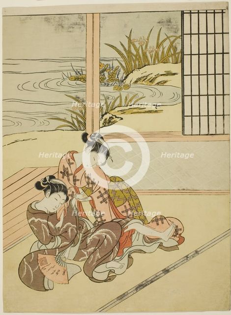 Two Women Strugging for a Fan, c. 1767/68. Creator: Suzuki Harunobu.
