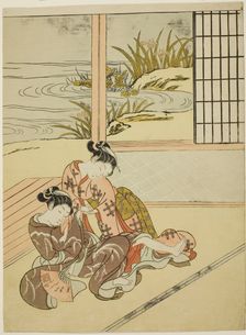 Two Women Strugging for a Fan, c. 1767/68. Creator: Suzuki Harunobu