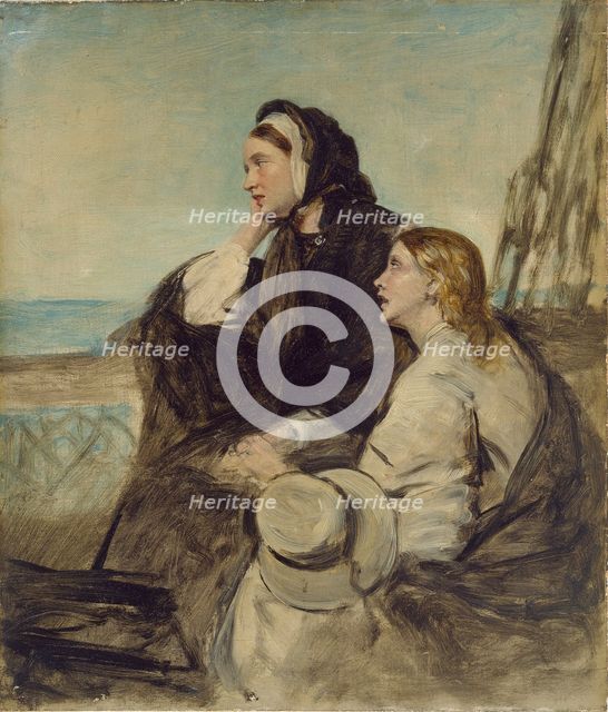 Two Women seated on Deck, late 19th century. Artist: Thomas Alexander Ferguson Graham.