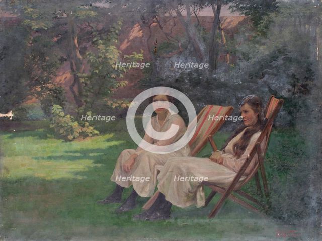 Two Women sitting in a Garden, c1900-1920. Creator: Arthur George Walker.
