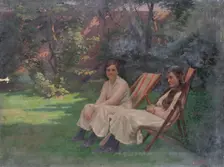 Two Women sitting in a Garden, c1900-1920. Creator: Arthur George Walker